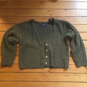 Green button up sweater